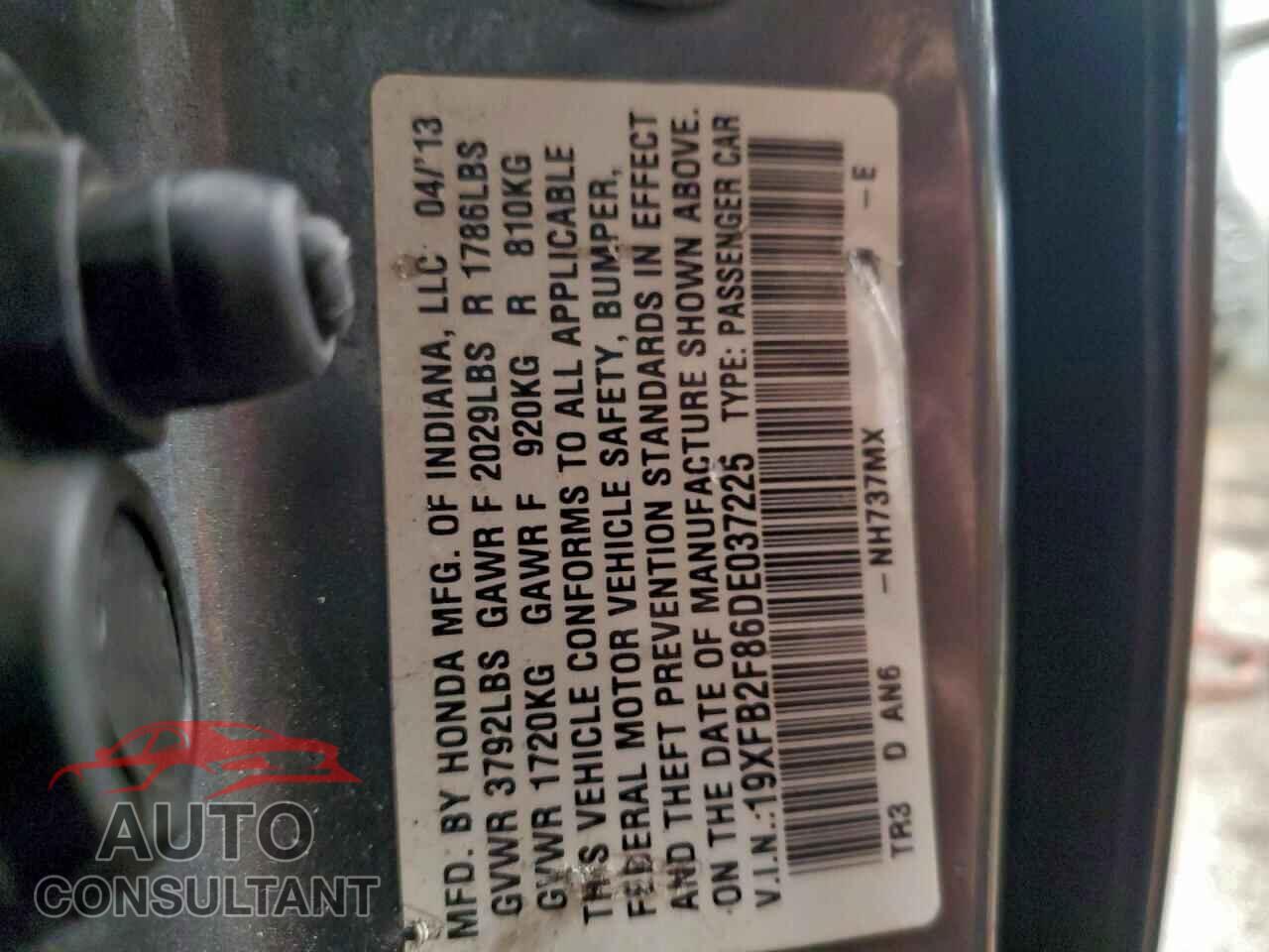 HONDA CIVIC 2013 - 19XFB2F86DE037225