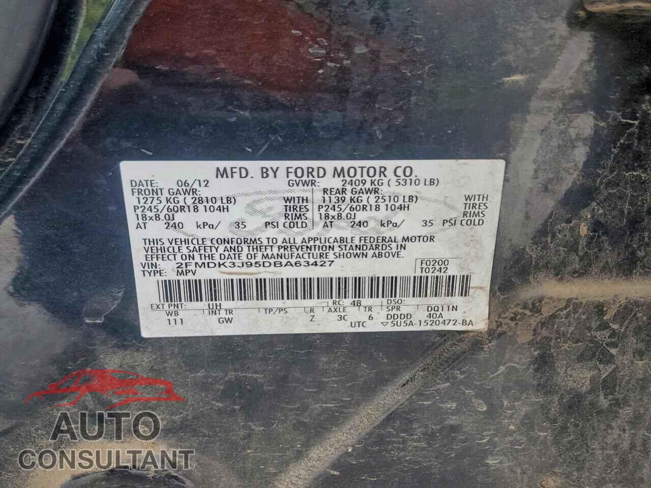 FORD EDGE 2013 - 2FMDK3J95DBA63427
