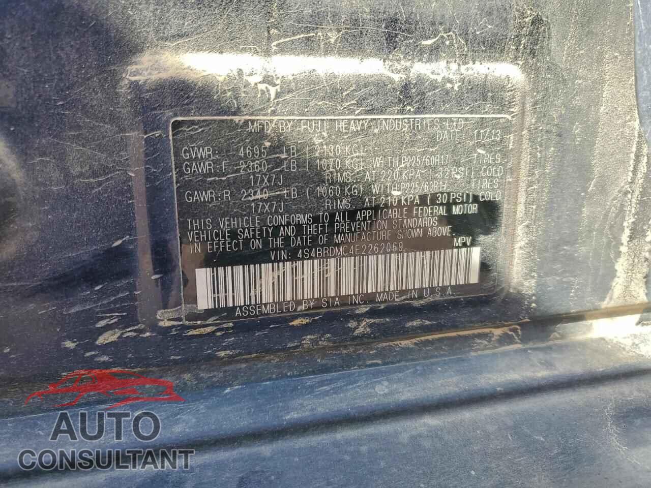 SUBARU OUTBACK 2014 - 4S4BRDMC4E2262069