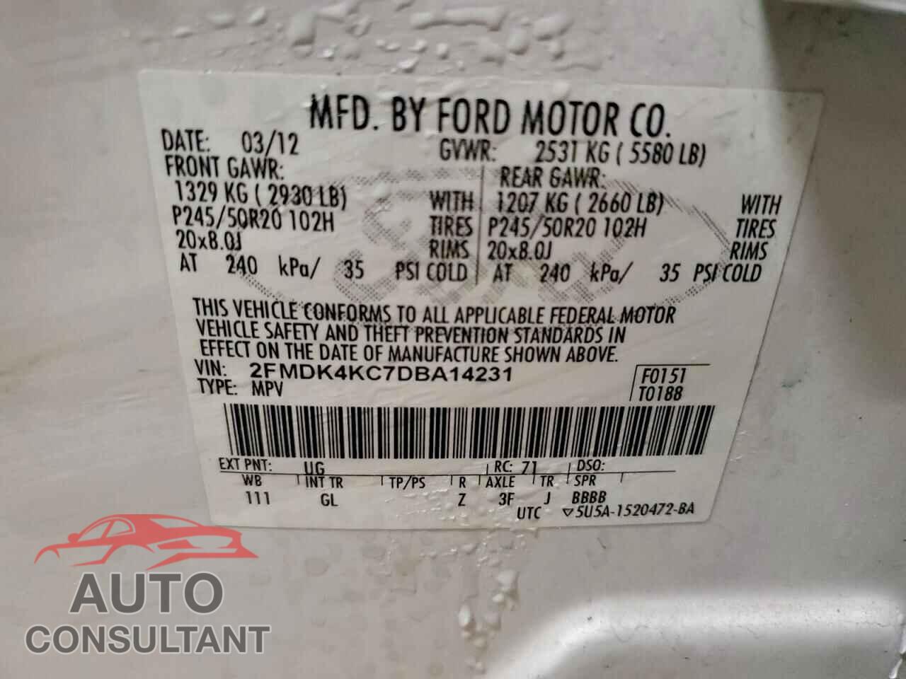 FORD EDGE 2013 - 2FMDK4KC7DBA14231