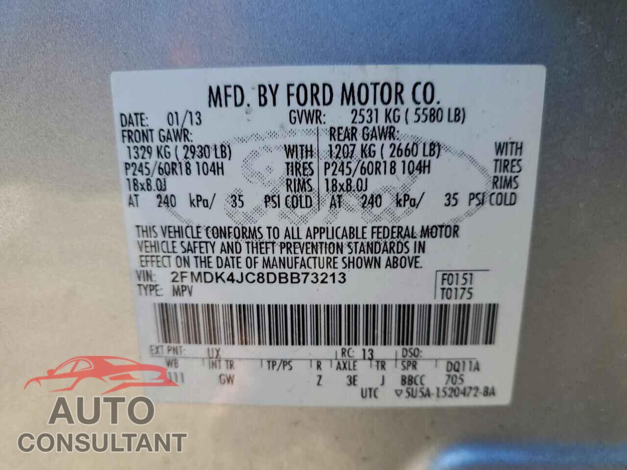 FORD EDGE 2013 - 2FMDK4JC8DBB73213