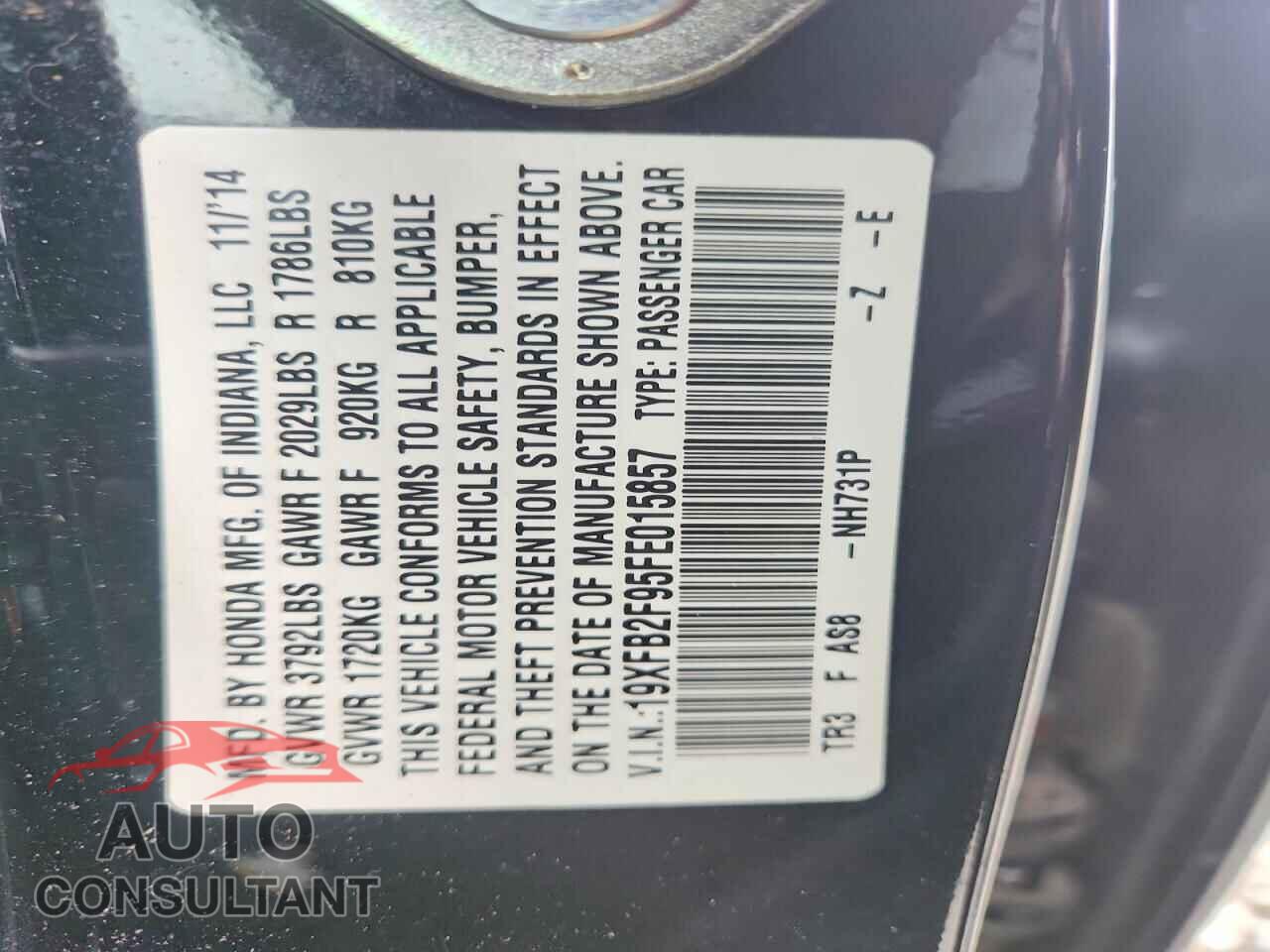 HONDA CIVIC 2015 - 19XFB2F95FE015857