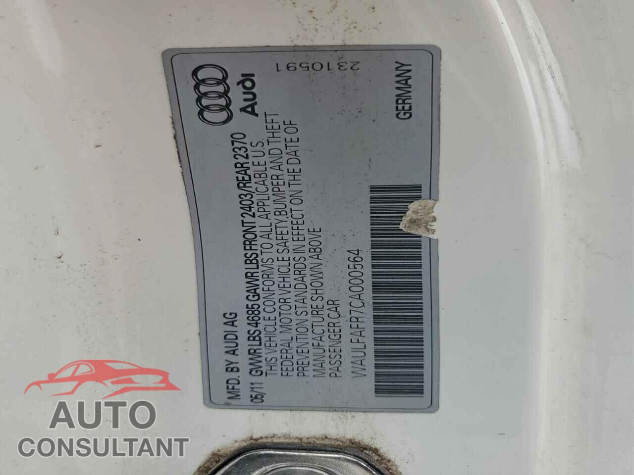 AUDI A5 2012 - WAULFAFR7CA000564