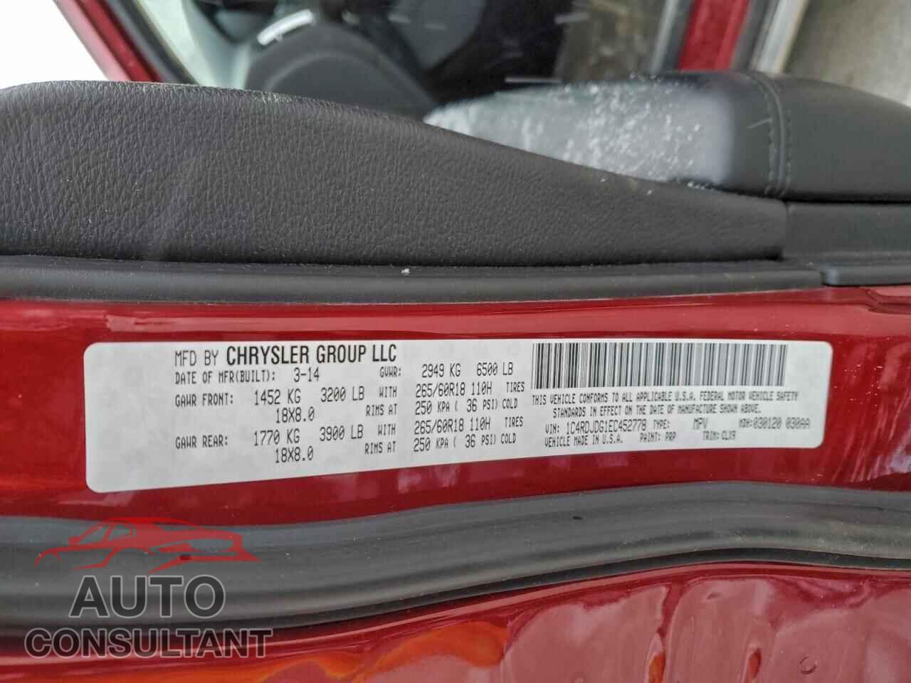DODGE DURANGO 2014 - 1C4RDJDG1EC452778