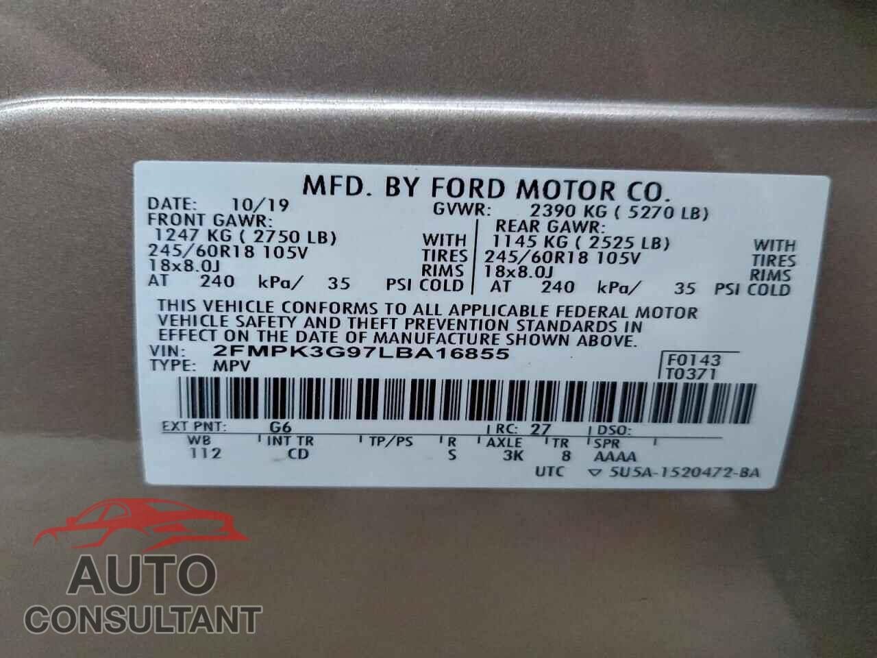 FORD EDGE 2020 - 2FMPK3G97LBA16855
