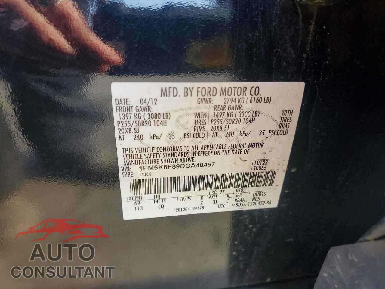 FORD EXPLORER 2013 - 1FM5K8F89DGA40467
