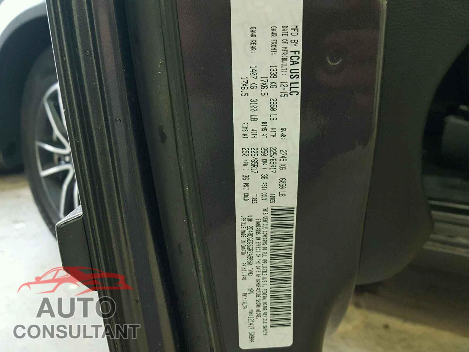 DODGE CARAVAN 2016 - 2C4RDGEG6GR249090