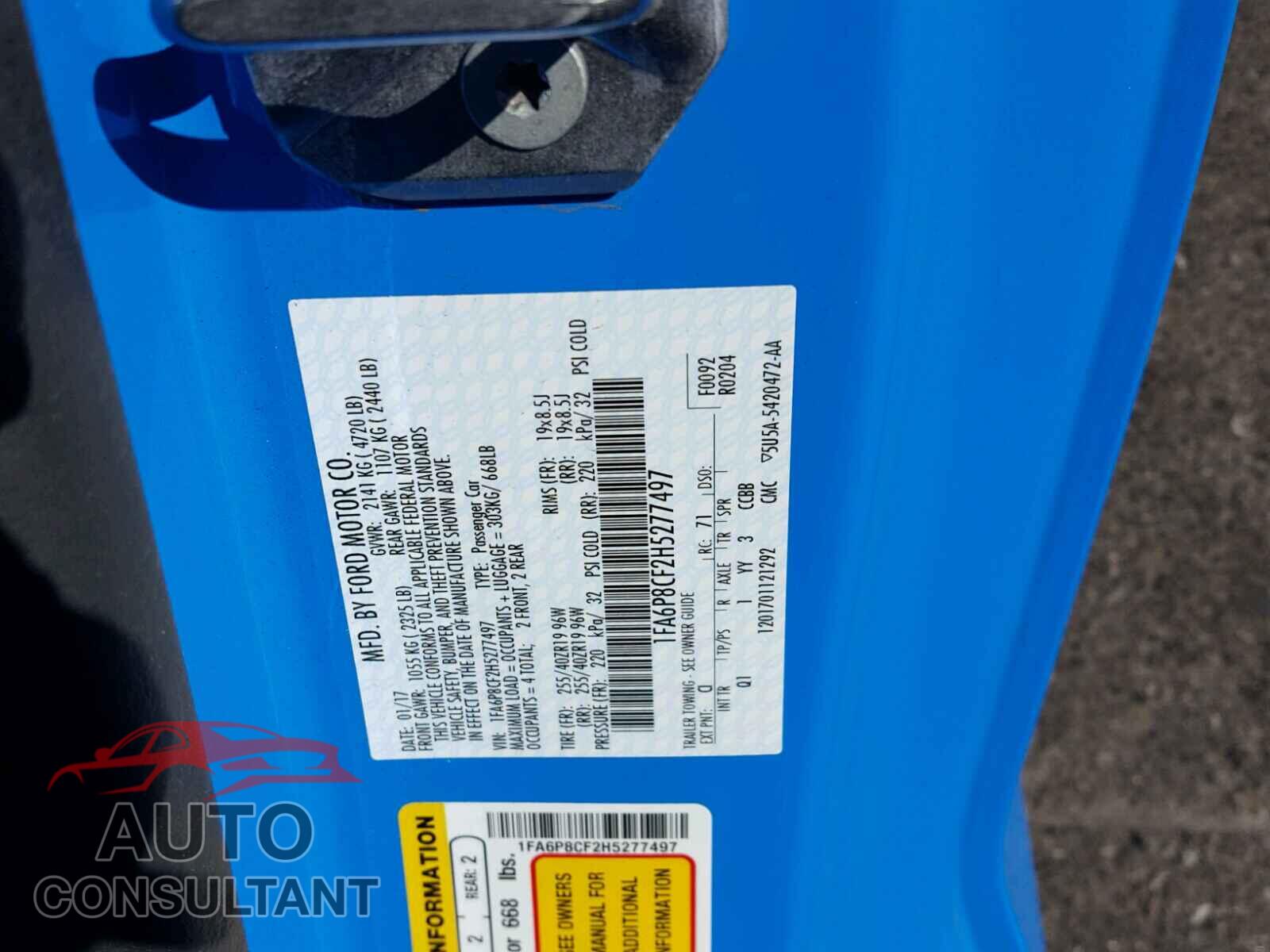 FORD MUSTANG 2017 - 1FA6P8CF2H5277497