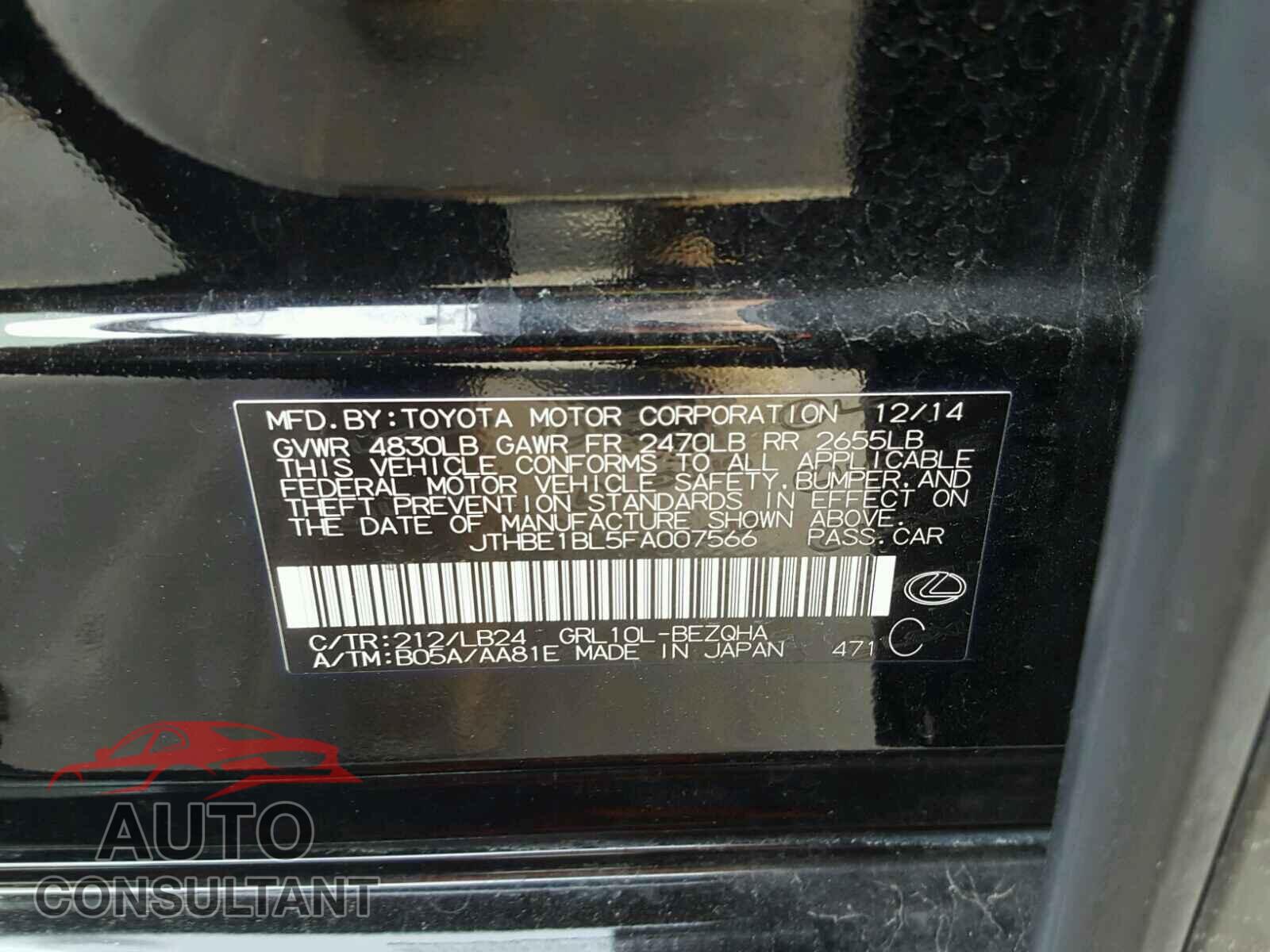 LEXUS GS350 2015 - JTHBE1BL5FA007566