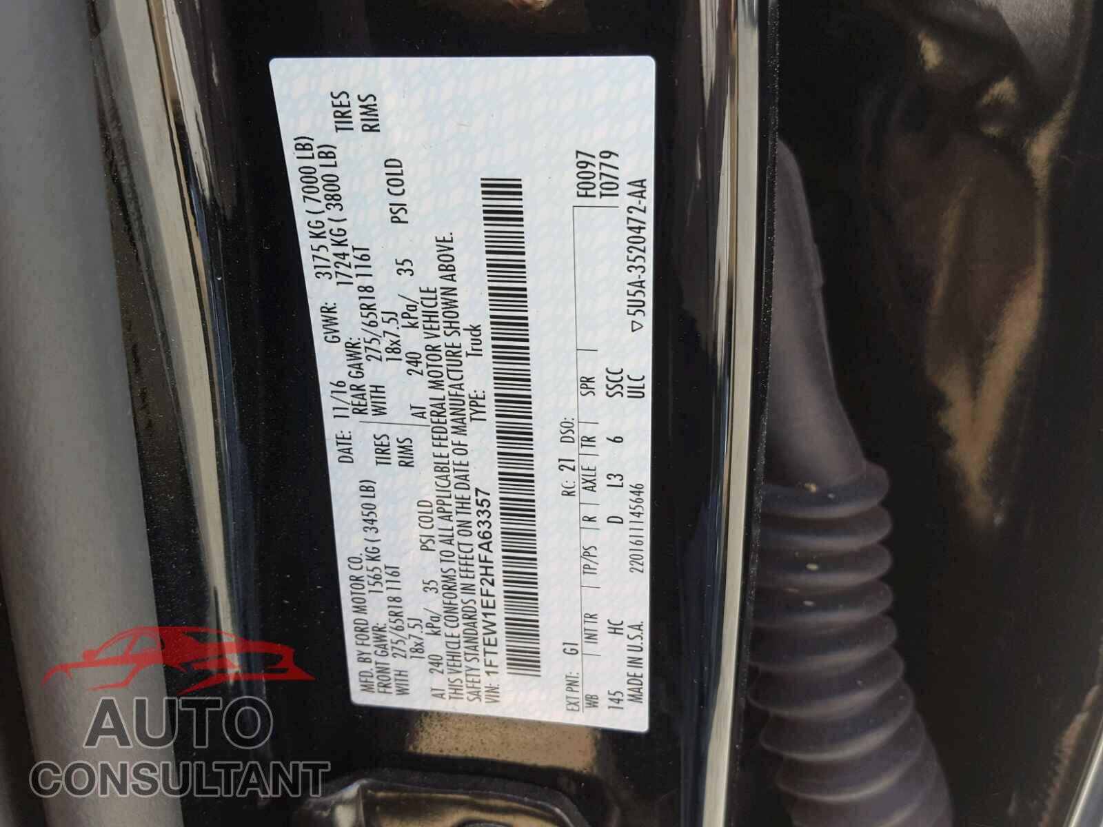 FORD F150 2017 - 1FTEW1EF2HFA63357