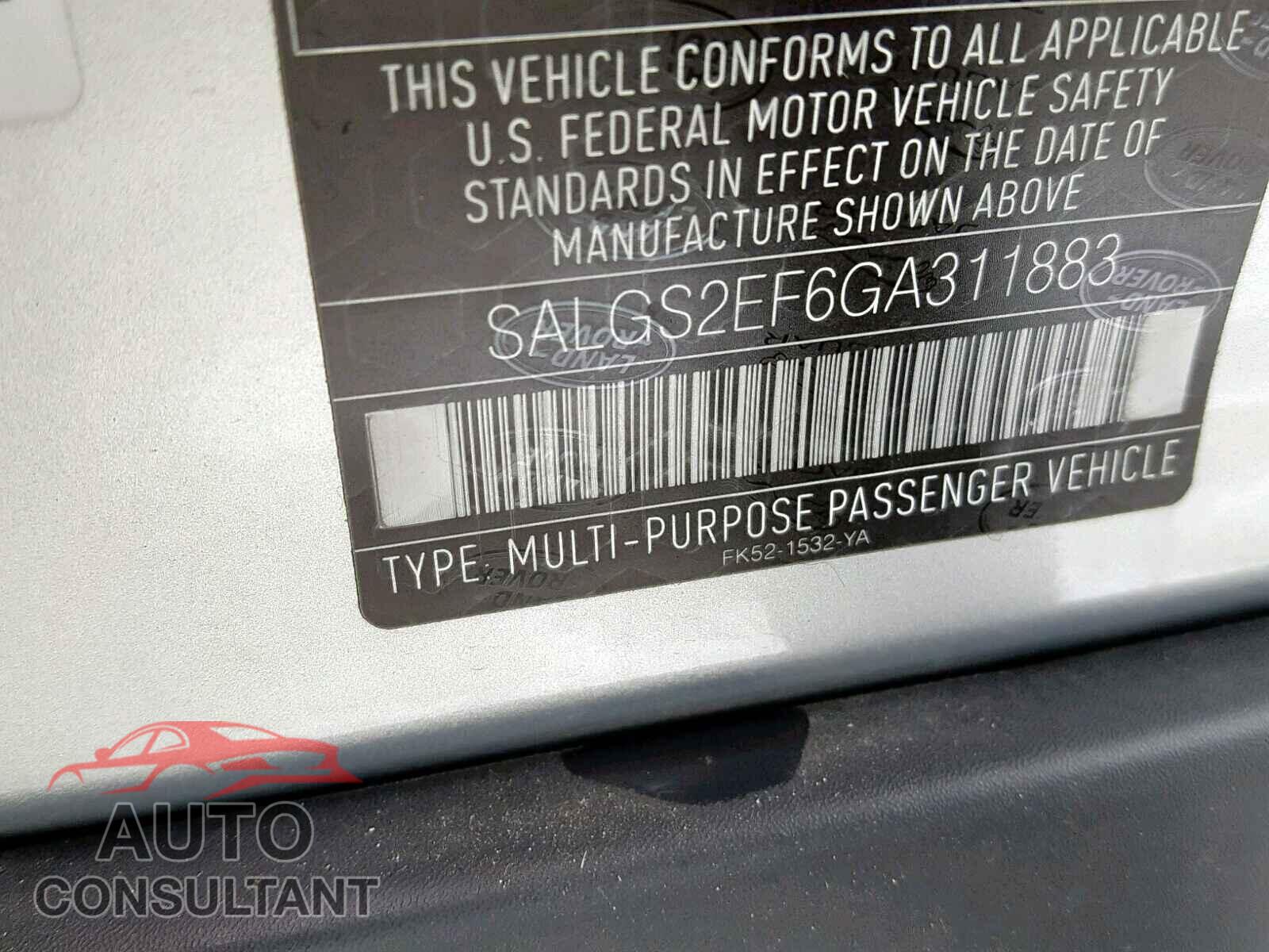LAND ROVER RANGE ROVE 2016 - SALGS2EF6GA311883