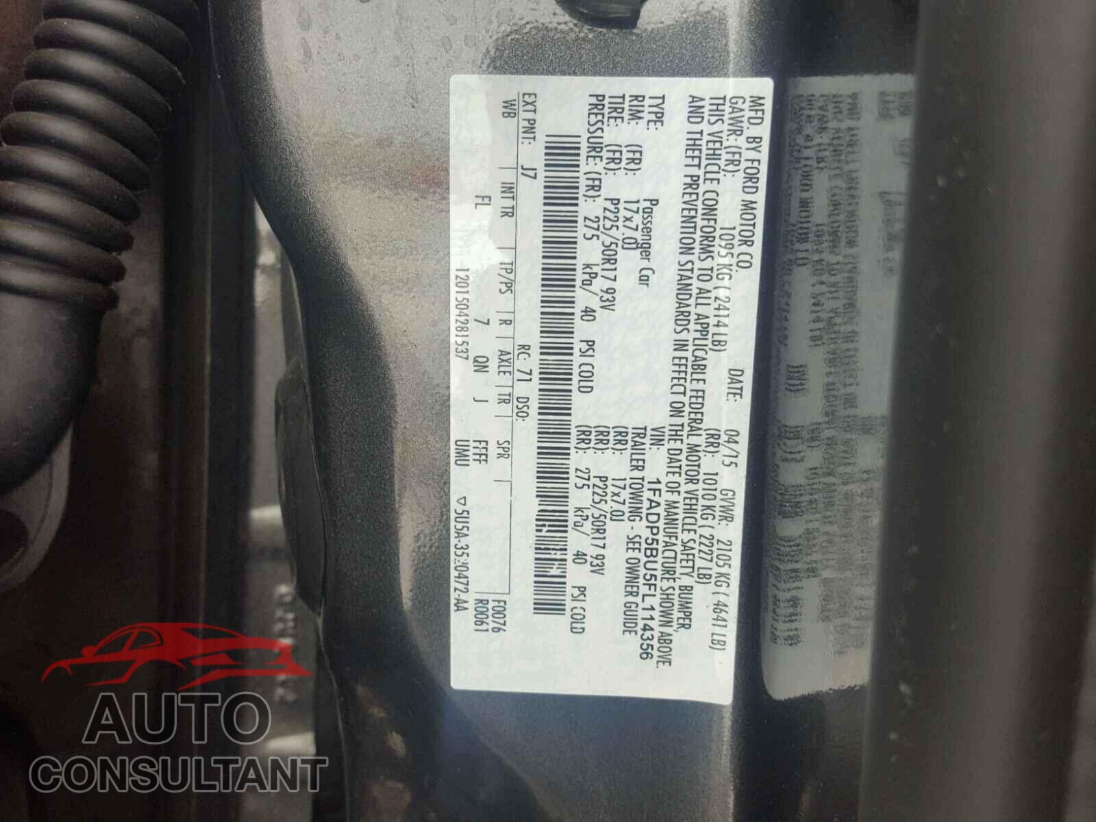 FORD CMAX 2015 - 1FADP5BU5FL114356