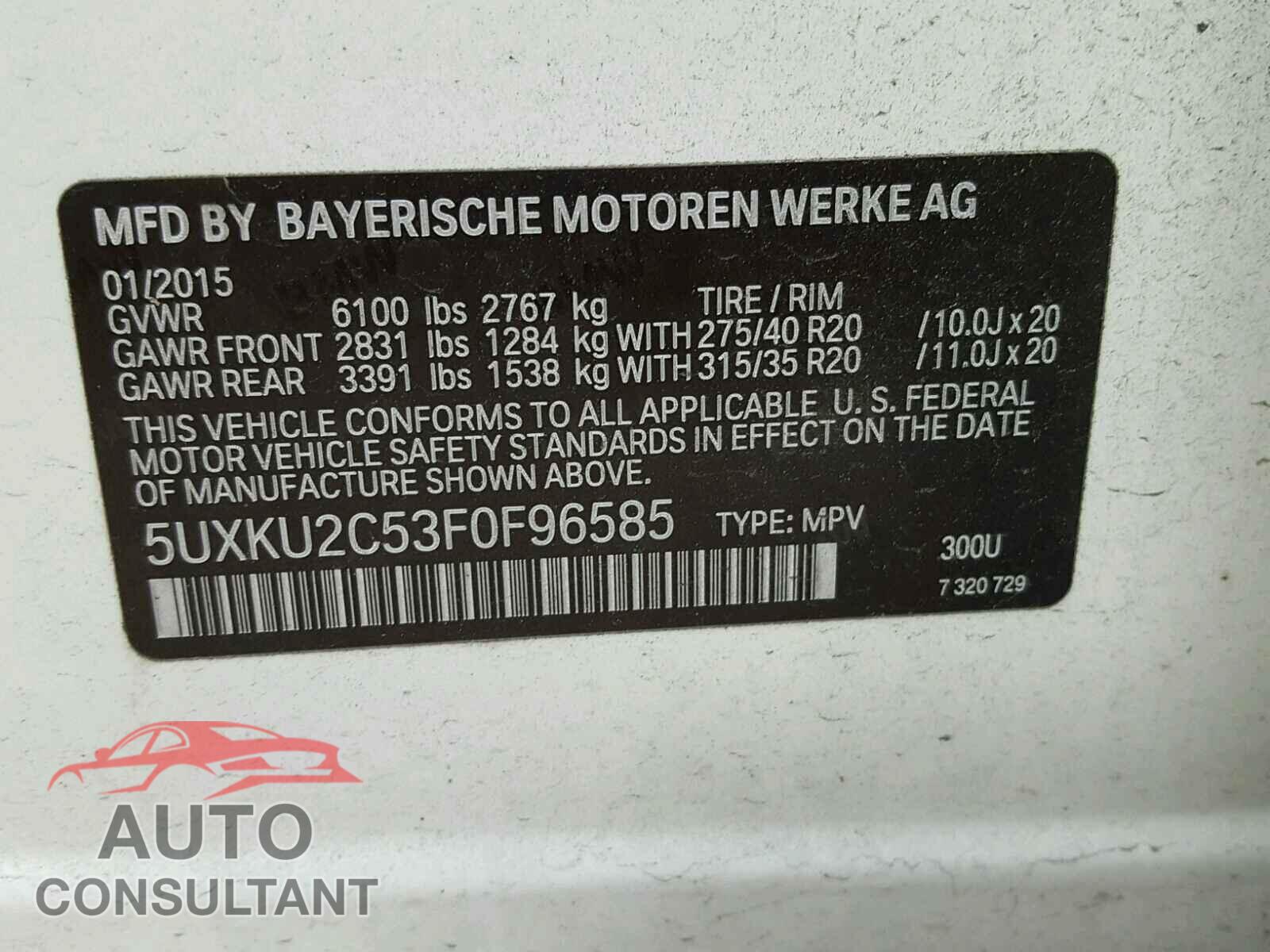 BMW X6 2015 - 5UXKU2C53F0F96585