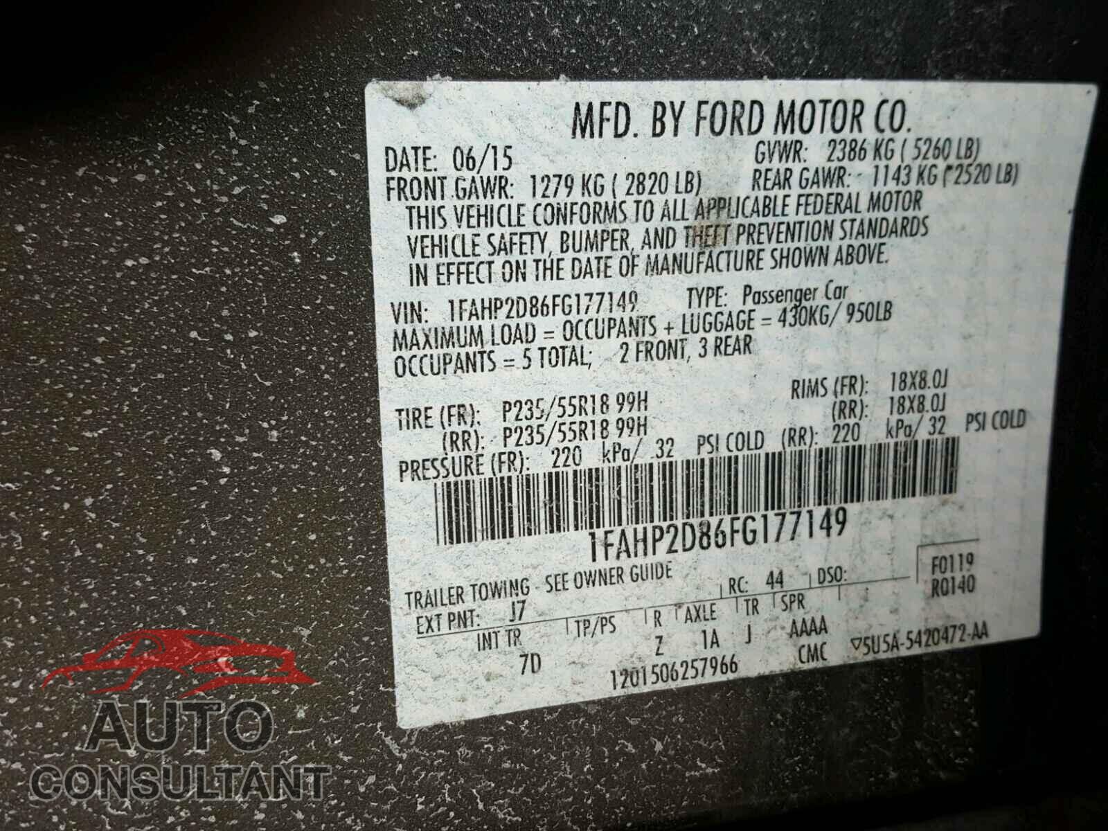 FORD TAURUS 2015 - 1FAHP2D86FG177149