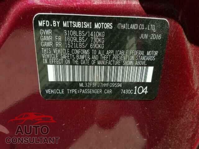 MITSUBISHI MIRAGE 2017 - ML32F3FJ7HHF09594