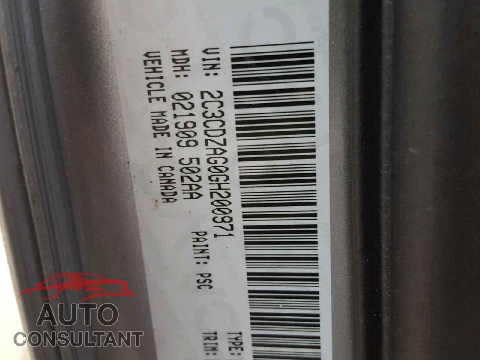 DODGE CHALLENGER 2016 - 2C3CDZAG0GH200971