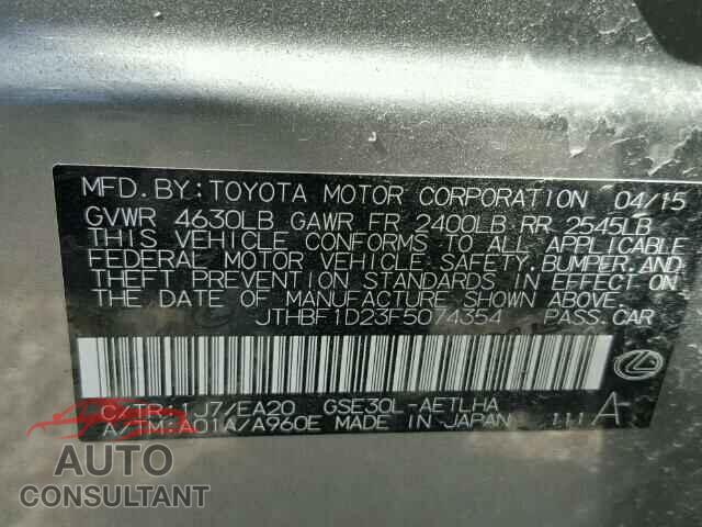 LEXUS IS250 2015 - JTHBF1D23F5074354