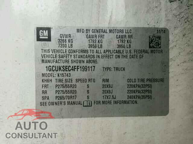 CHEVROLET SILVERADO 2015 - 1GCUKSEC4FF199117