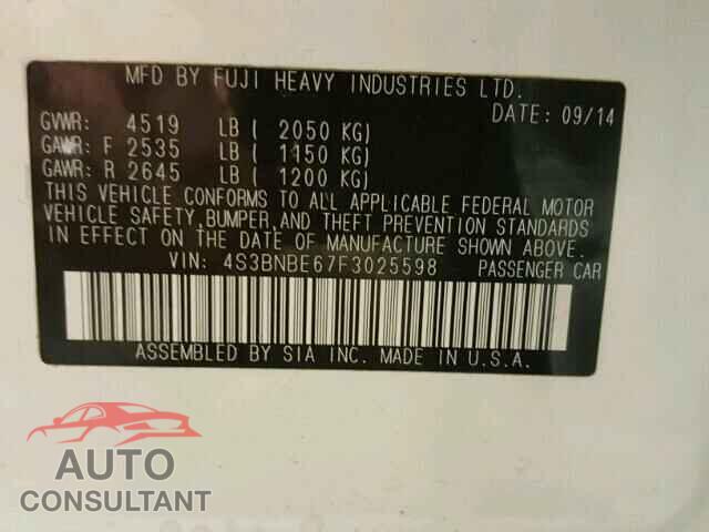 SUBARU LEGACY 2015 - 4S3BNBE67F3025598