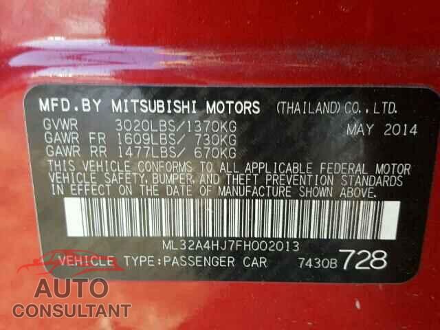 MITSUBISHI MIRAGE 2015 - ML32A4HJ7FH002013