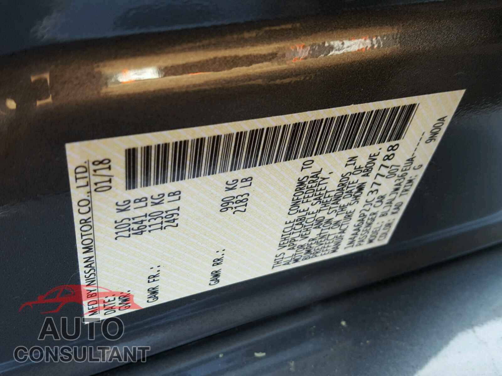 NISSAN MAXIMA 2018 - 1N4AA6AP2JC377788