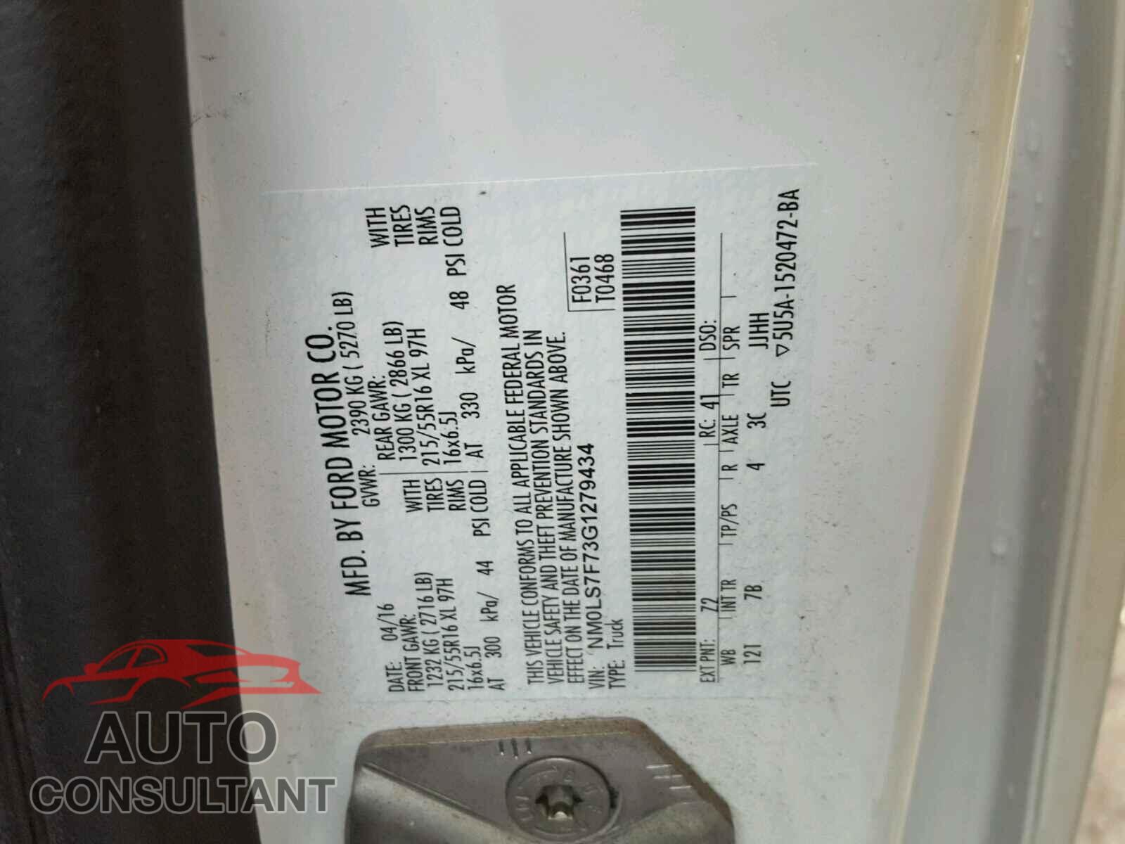 FORD TRANSIT CO 2016 - NM0LS7F73G1279434