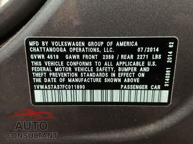 VOLKSWAGEN PASSAT 2015 - 1VWAS7A37FC011890