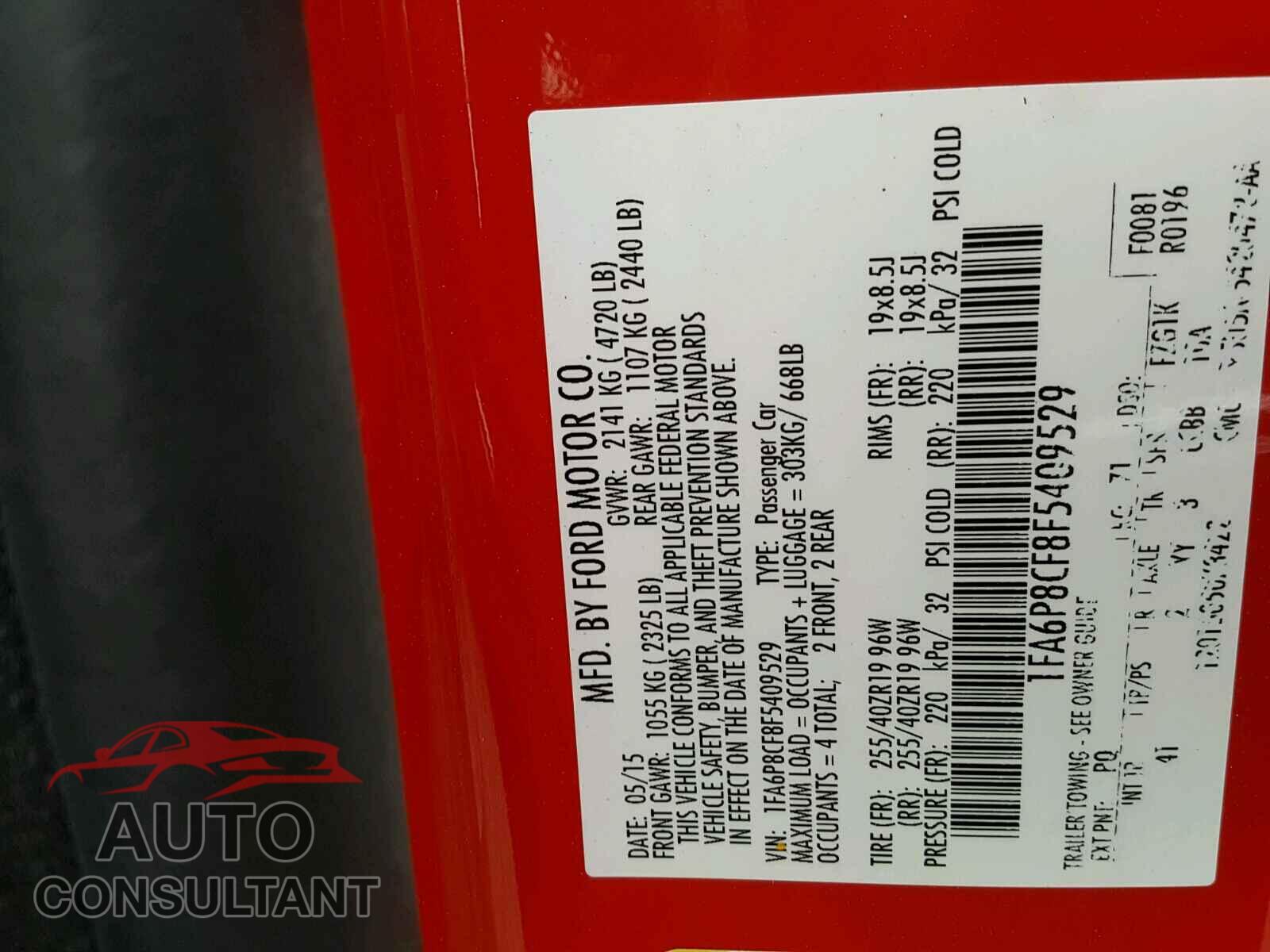 FORD MUSTANG 2015 - 1FA6P8CF8F5409529