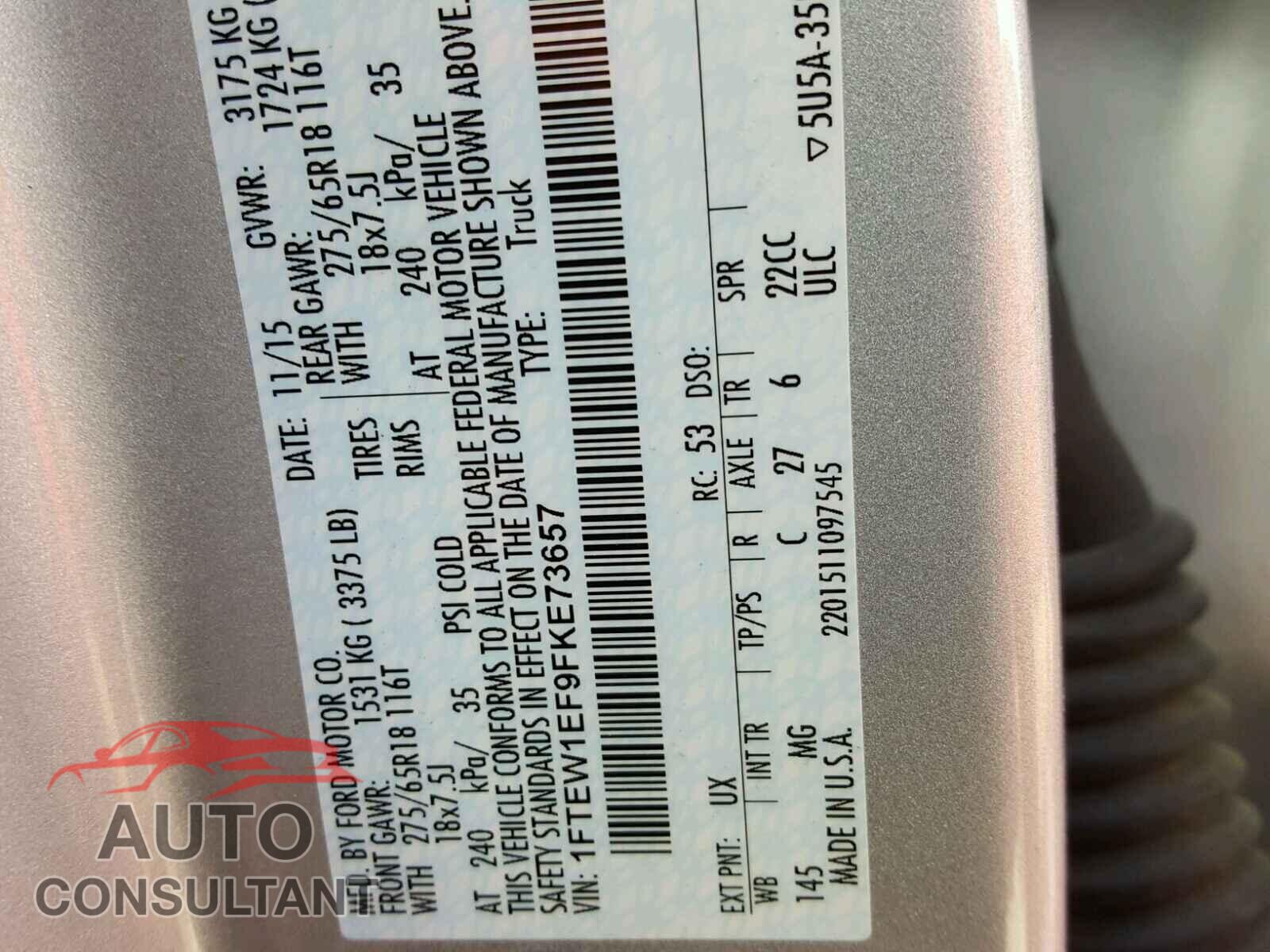 FORD F150 2015 - 1FTEW1EF9FKE73657