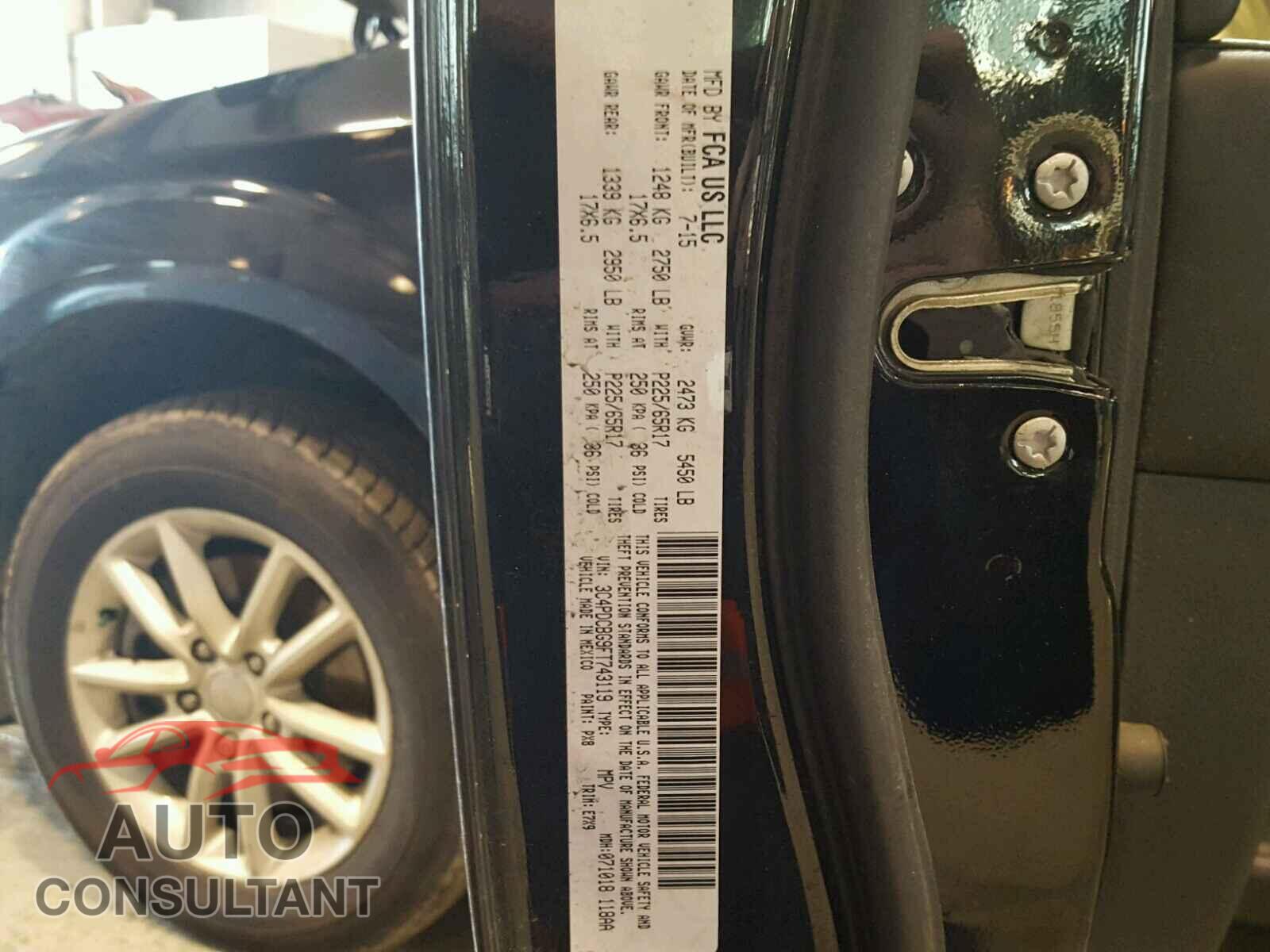 DODGE JOURNEY 2015 - 3C4PDCBG9FT743119