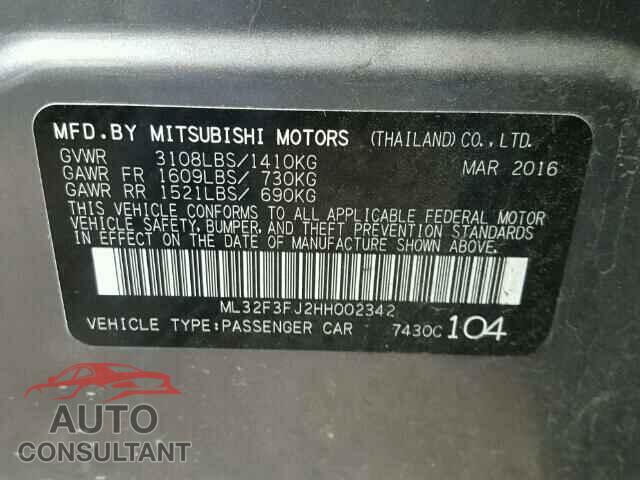 MITSUBISHI MIRAGE 2017 - ML32F3FJ2HH002342