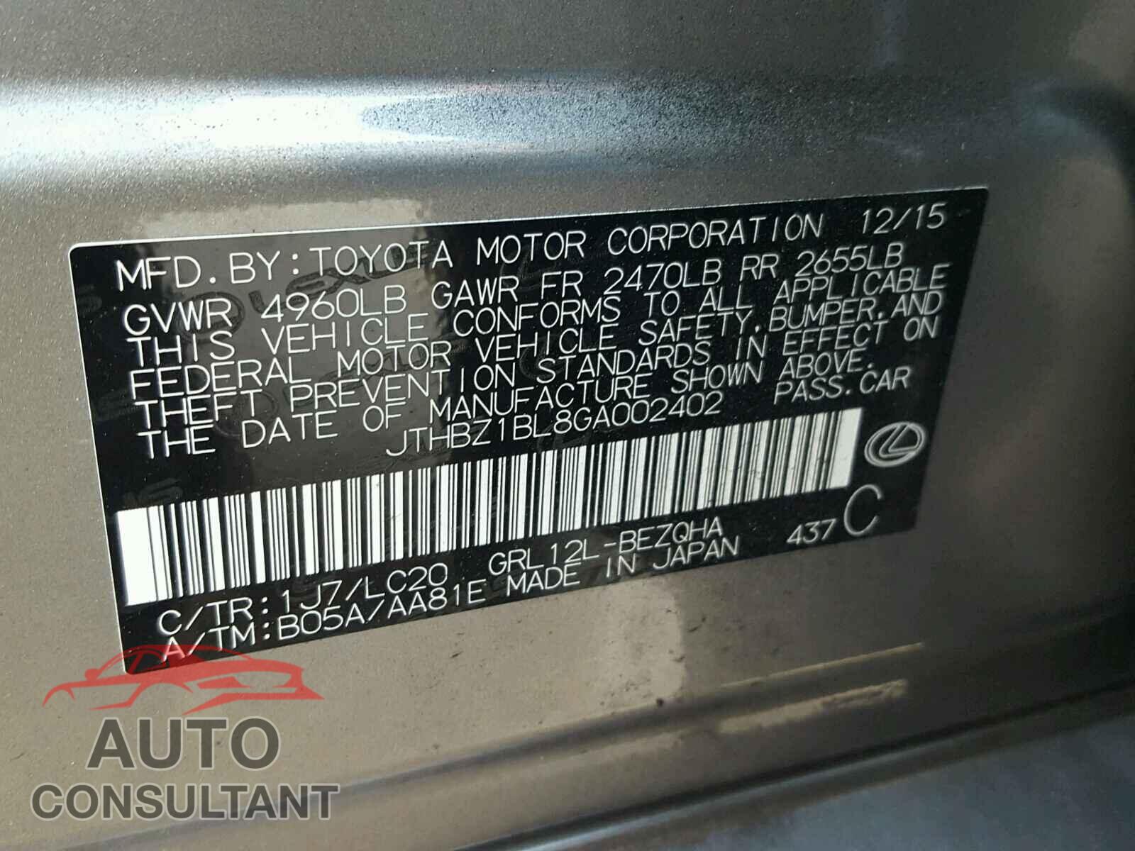 LEXUS GS350 2016 - JTHBZ1BL8GA002402