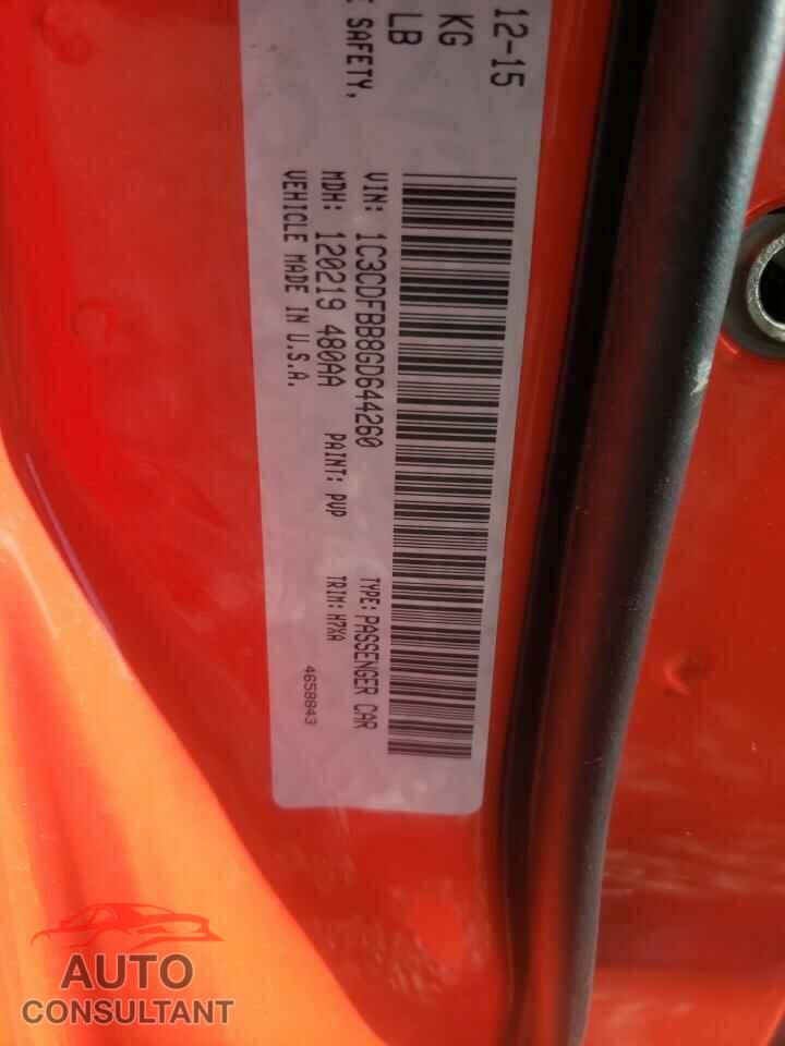 DODGE DART 2016 - 1C3CDFBB8GD644260