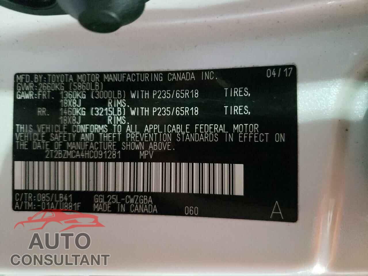 LEXUS RX350 2017 - 2T2BZMCA4HC091281