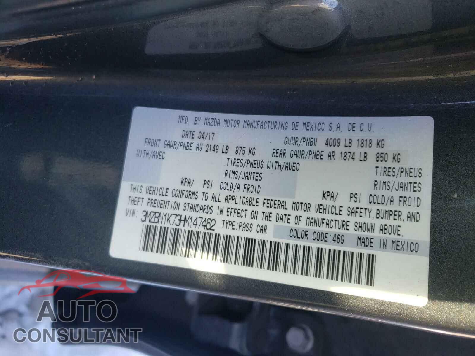 MAZDA 3 2017 - 3MZBN1K73HM147462