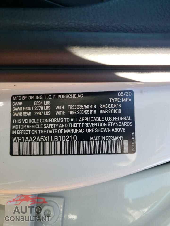 PORSCHE MACAN 2020 - WP1AA2A5XLLB10210