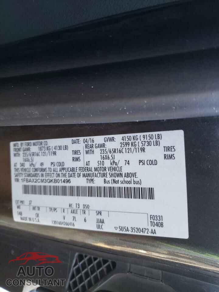 FORD TRANSIT CO 2016 - 1FBAX2CM3GKB01496