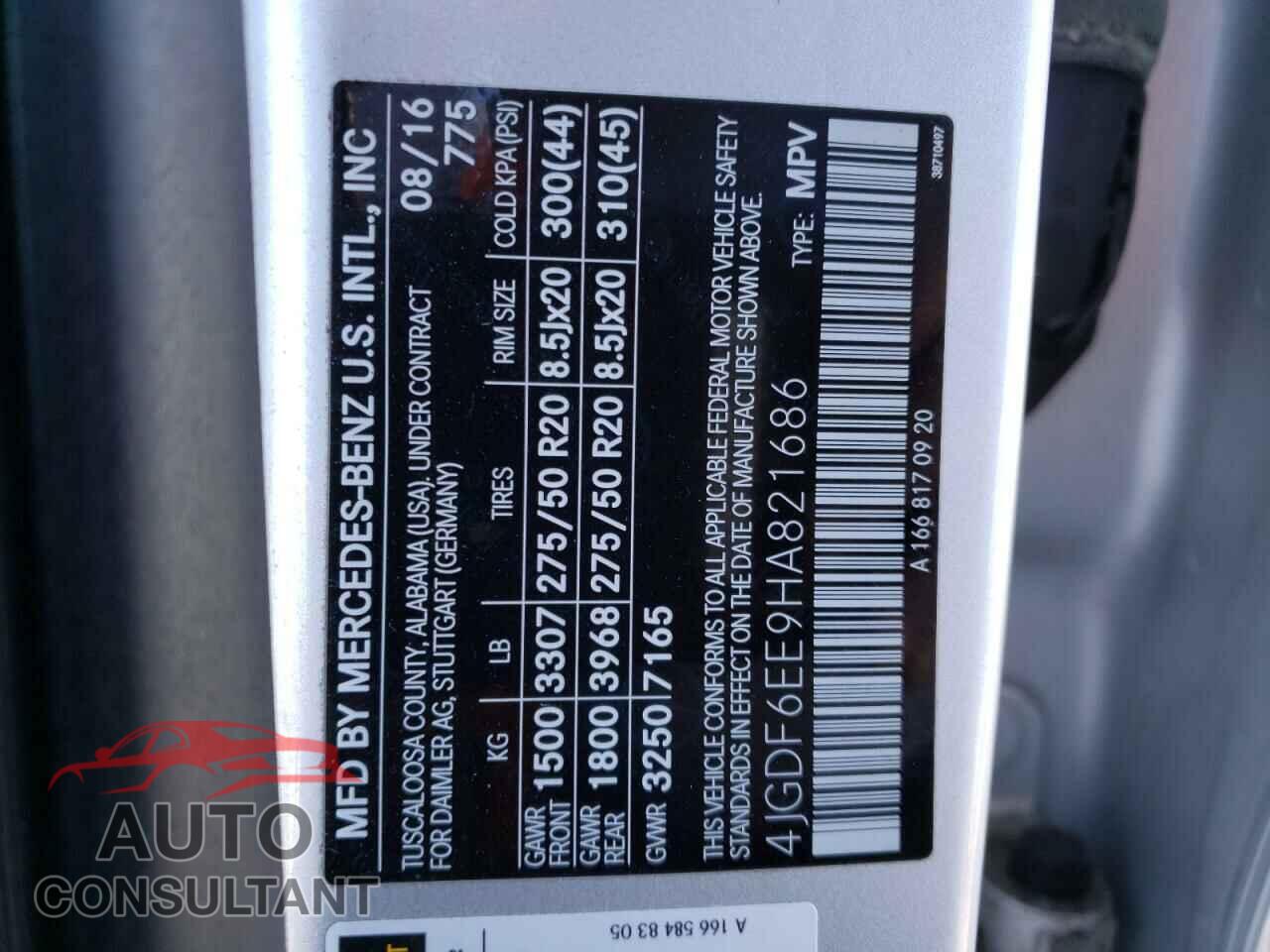 MERCEDES-BENZ GLS-CLASS 2017 - 4JGDF6EE9HA821686
