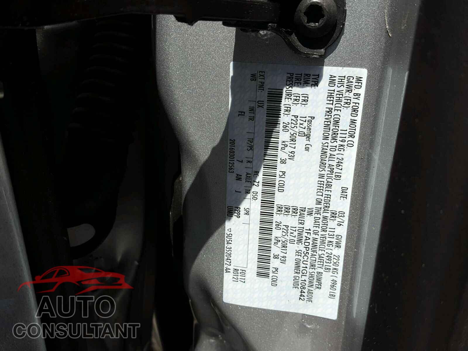 FORD CMAX 2016 - 1FADP5CU1GL108442