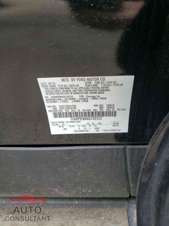 FORD TAURUS 2016 - 1FAHP2E84GG142352