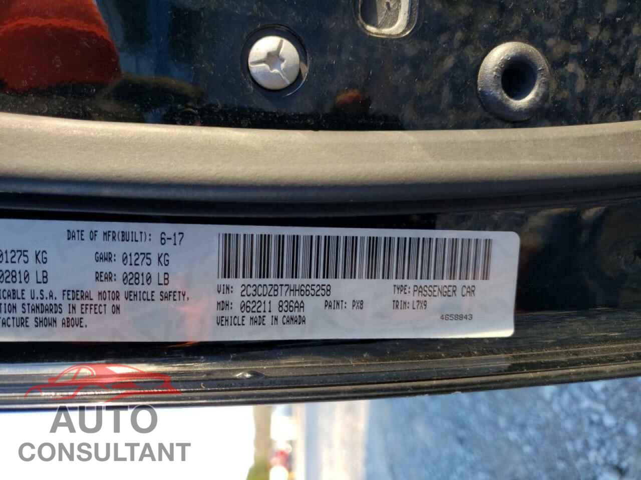 DODGE CHALLENGER 2017 - 2C3CDZBT7HH665258