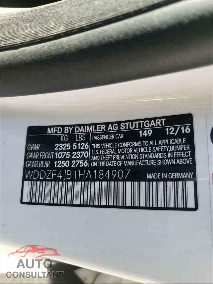 MERCEDES-BENZ E CLASS 2017 - WDDZF4JB1HA184907