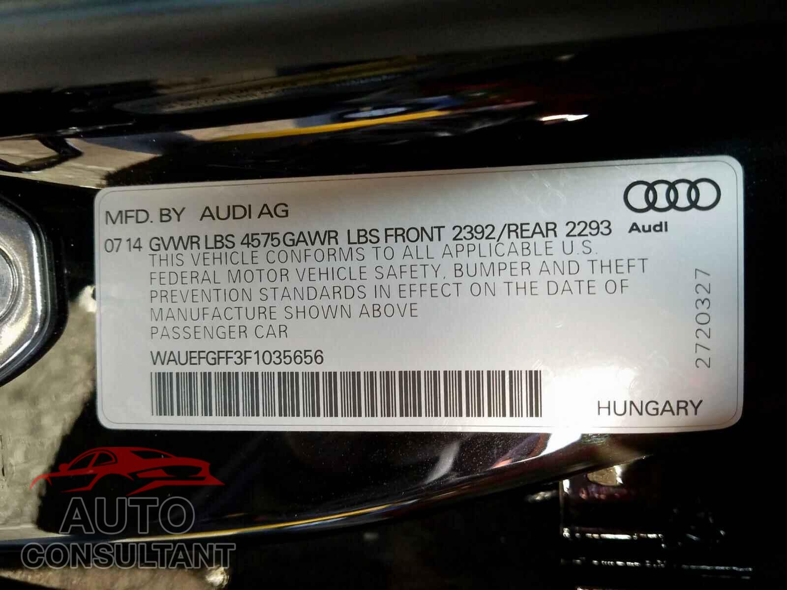 AUDI A3 2015 - WAUEFGFF3F1035656