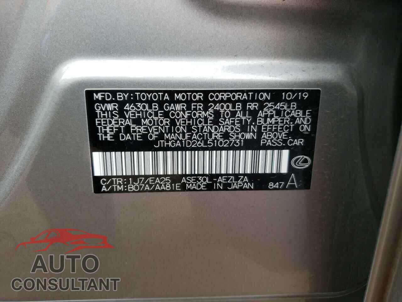 LEXUS IS 2020 - JTHGA1D26L5102731