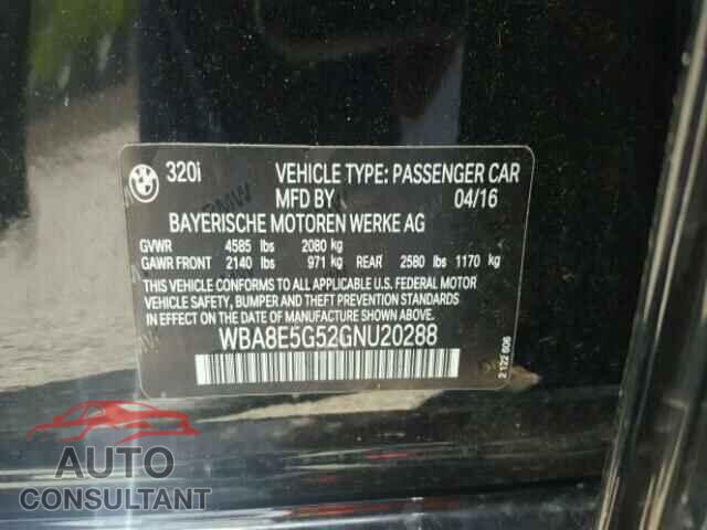BMW 3 SERIES 2016 - WBA8E5G52GNU20288