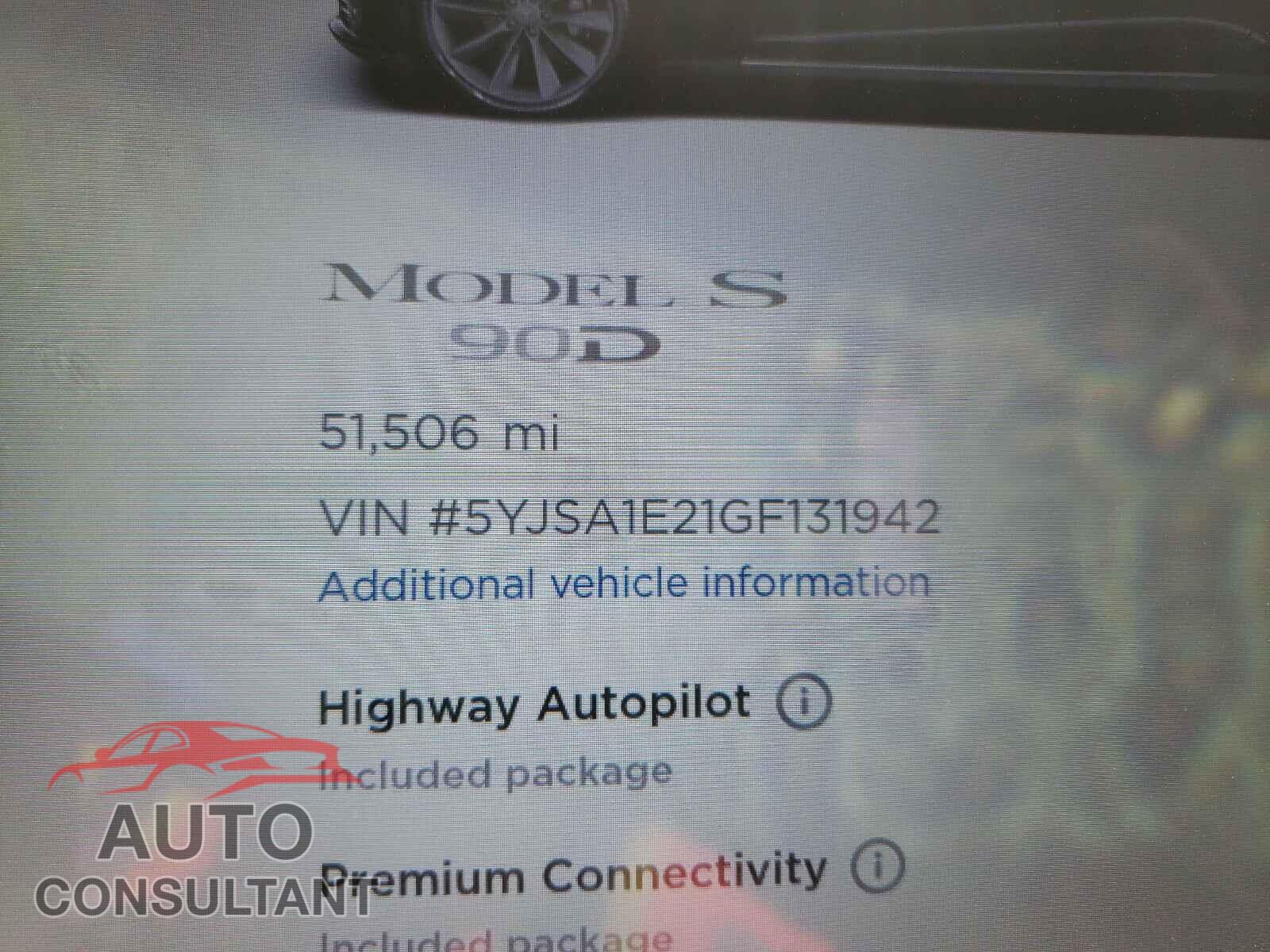 TESLA MODEL S 2016 - 5YJSA1E21GF131942
