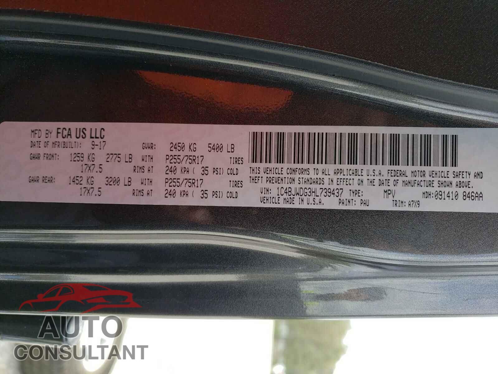 JEEP WRANGLER 2017 - 1C4BJWDG3HL739437