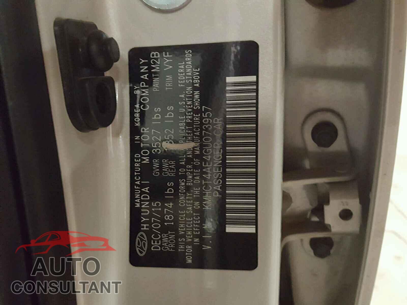 HYUNDAI ACCENT 2016 - KMHCT4AE4GU073957