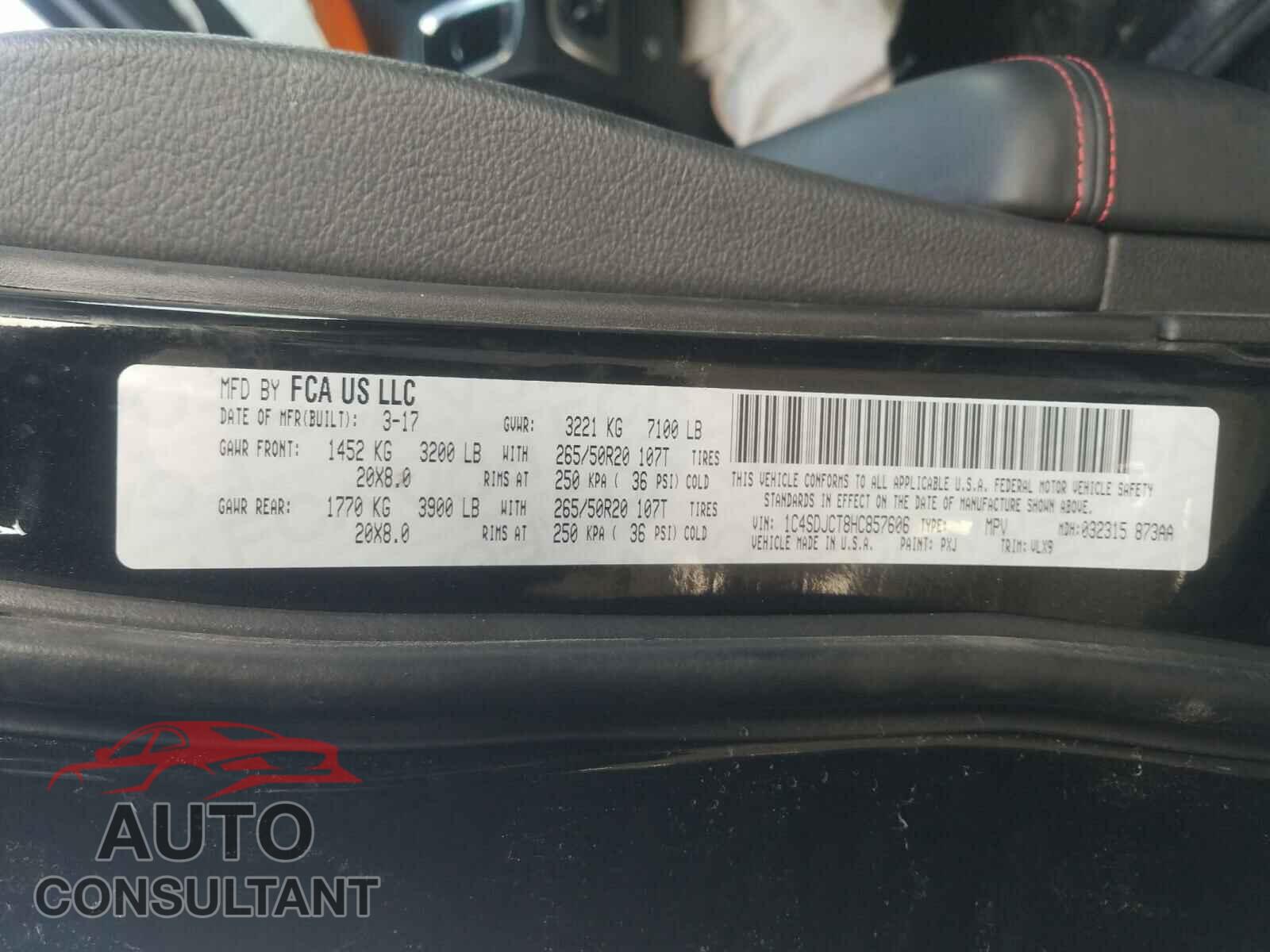 DODGE DURANGO 2017 - 1C4SDJCT8HC857606