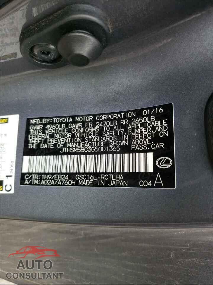 LEXUS RC300 2016 - JTHSM5BC3G5001365